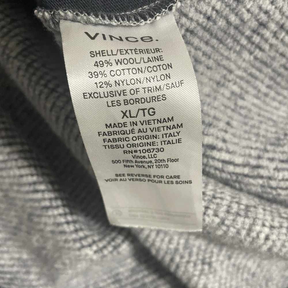 EUC VINCE. Mens Sz XL Heather Navy Wool Blend Flannel Overshirt 4-Pocket - Picture 10 of 11